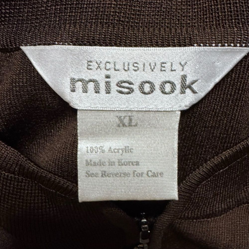 Misook Chevron Brown Zip Up Knit Jacket Blazer Cardigan Size XL - Picture 4 of 6